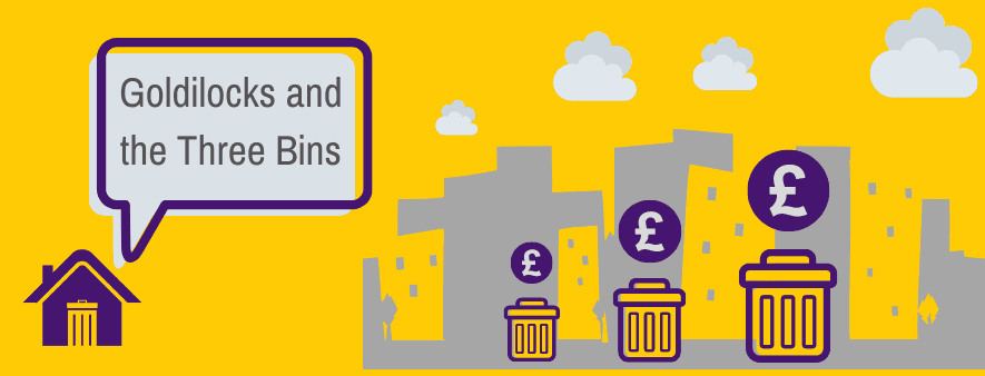 Artwork Goldilocks and the three bins cartoon